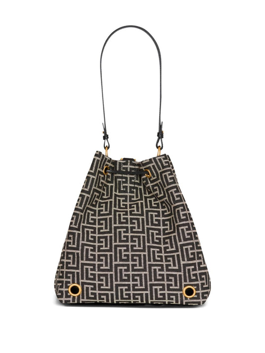 Balmain Backpacks — Ivory Monogram Drawstring (New)