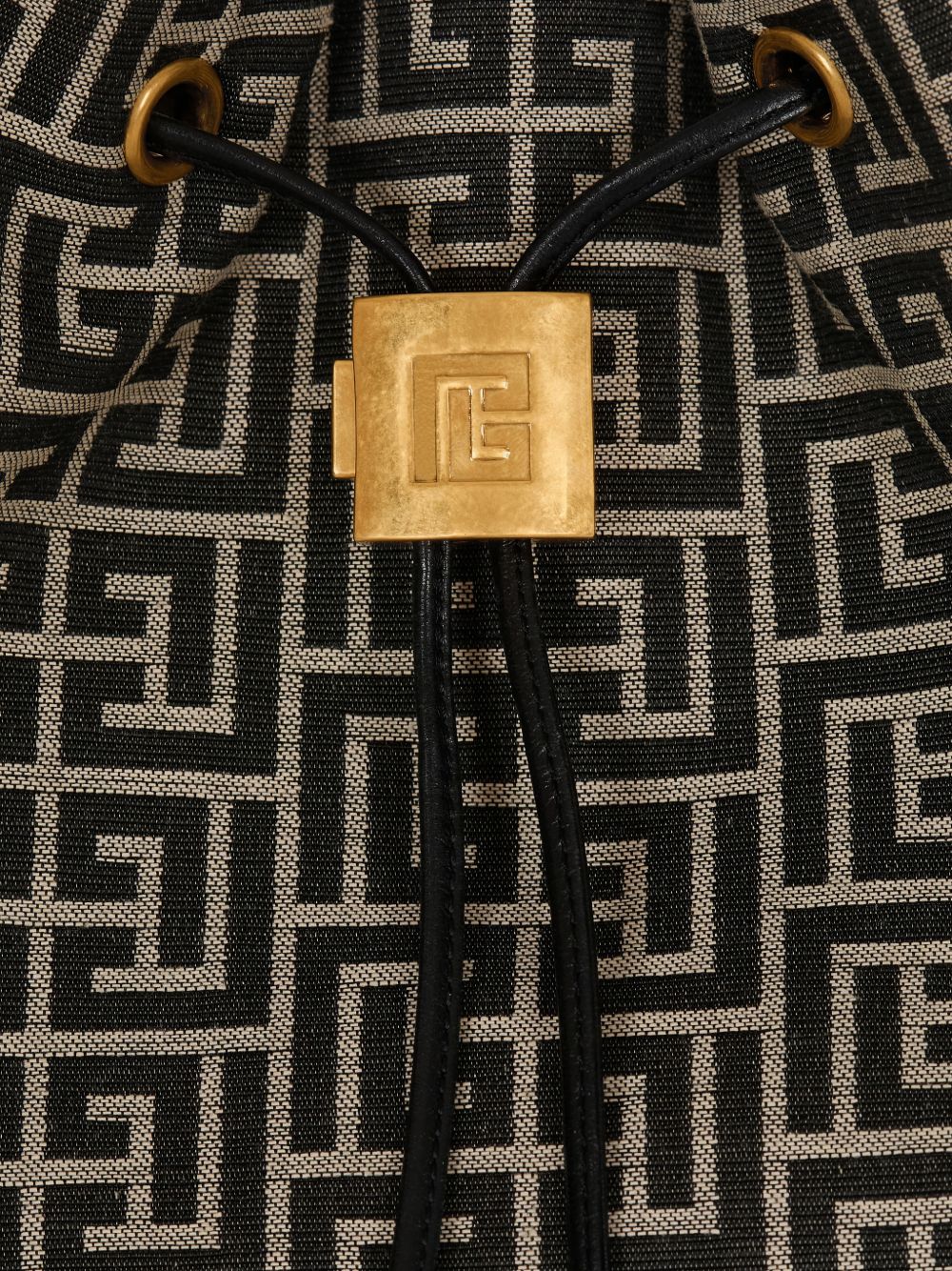 Balmain Backpacks — Ivory Monogram Drawstring (New)