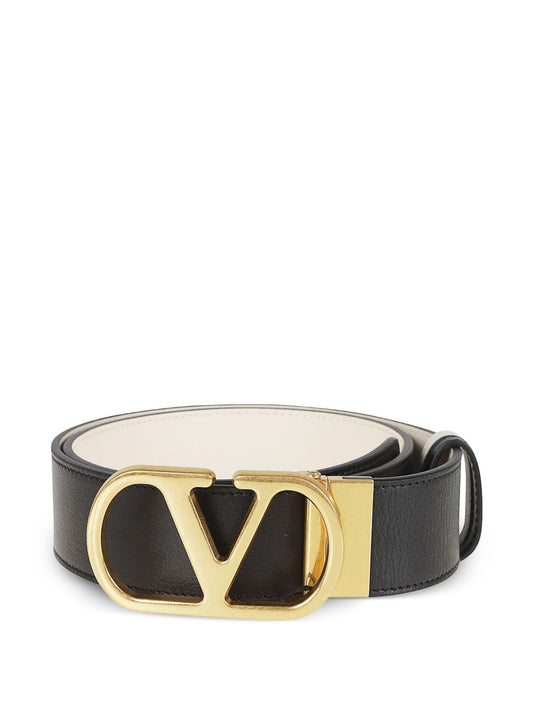 Valentino Garavani VLogo Signature Leather Belt — Black