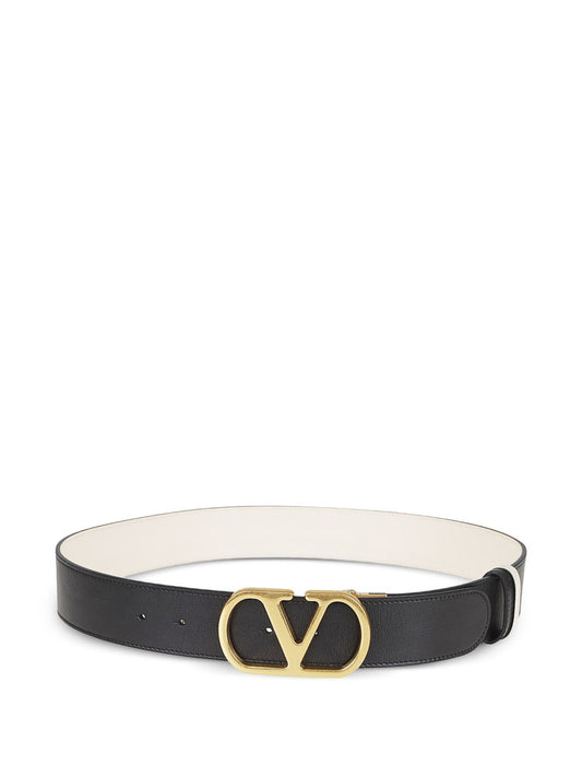 Valentino Garavani VLogo Signature Leather Belt — Black