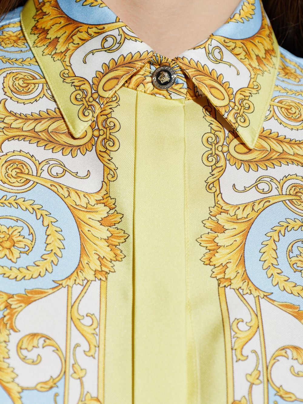 Versace Shirts — Clear Blue Silk Barocco Shirt