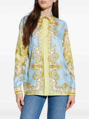 Versace Shirts — Clear Blue Silk Barocco Shirt