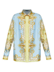Versace Shirts — Clear Blue Silk Barocco Shirt