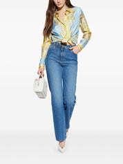 Versace Shirts — Clear Blue Silk Barocco Shirt