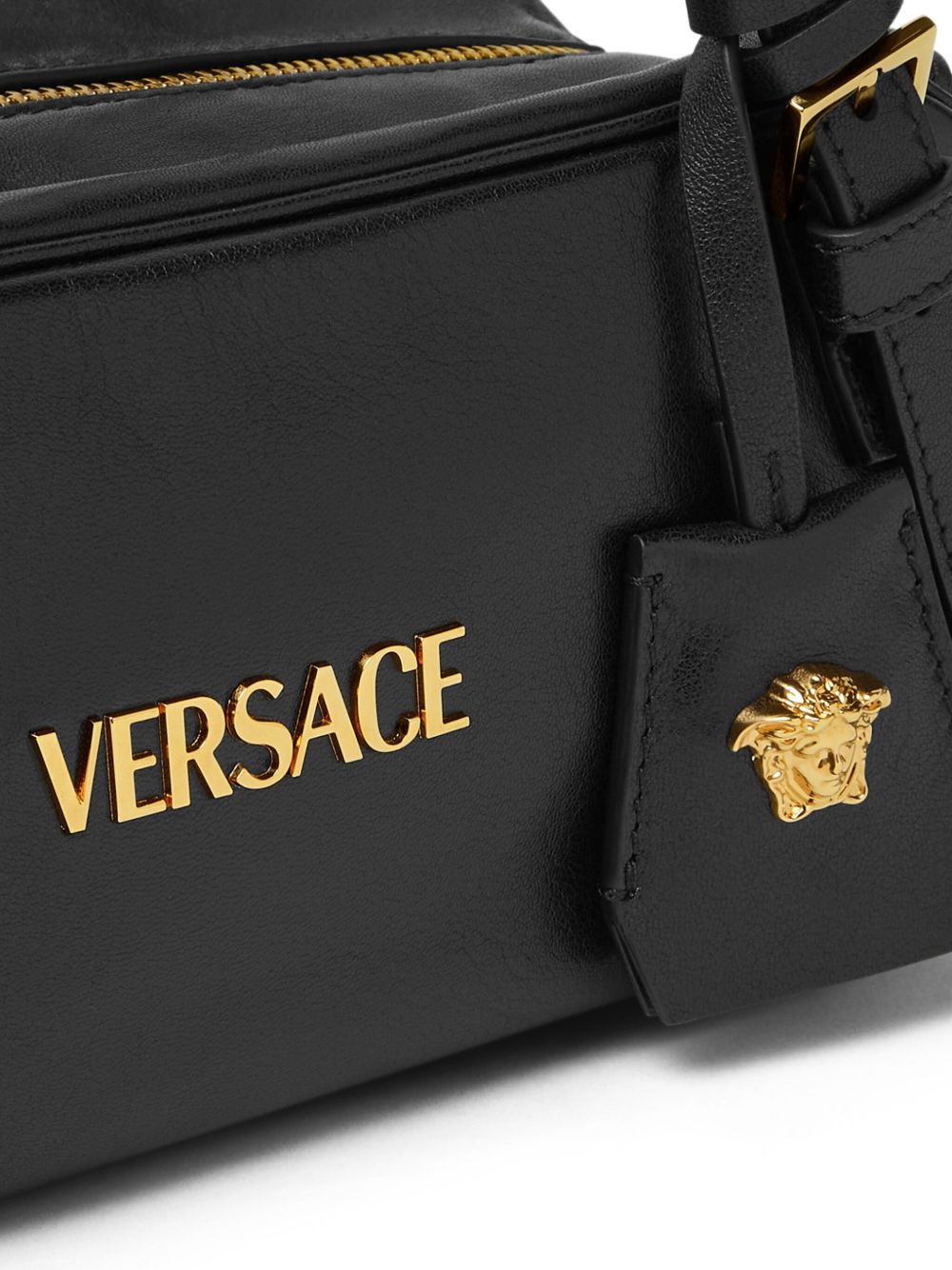 Versace Shoulder Bag — Black Lambskin Medusa Head
