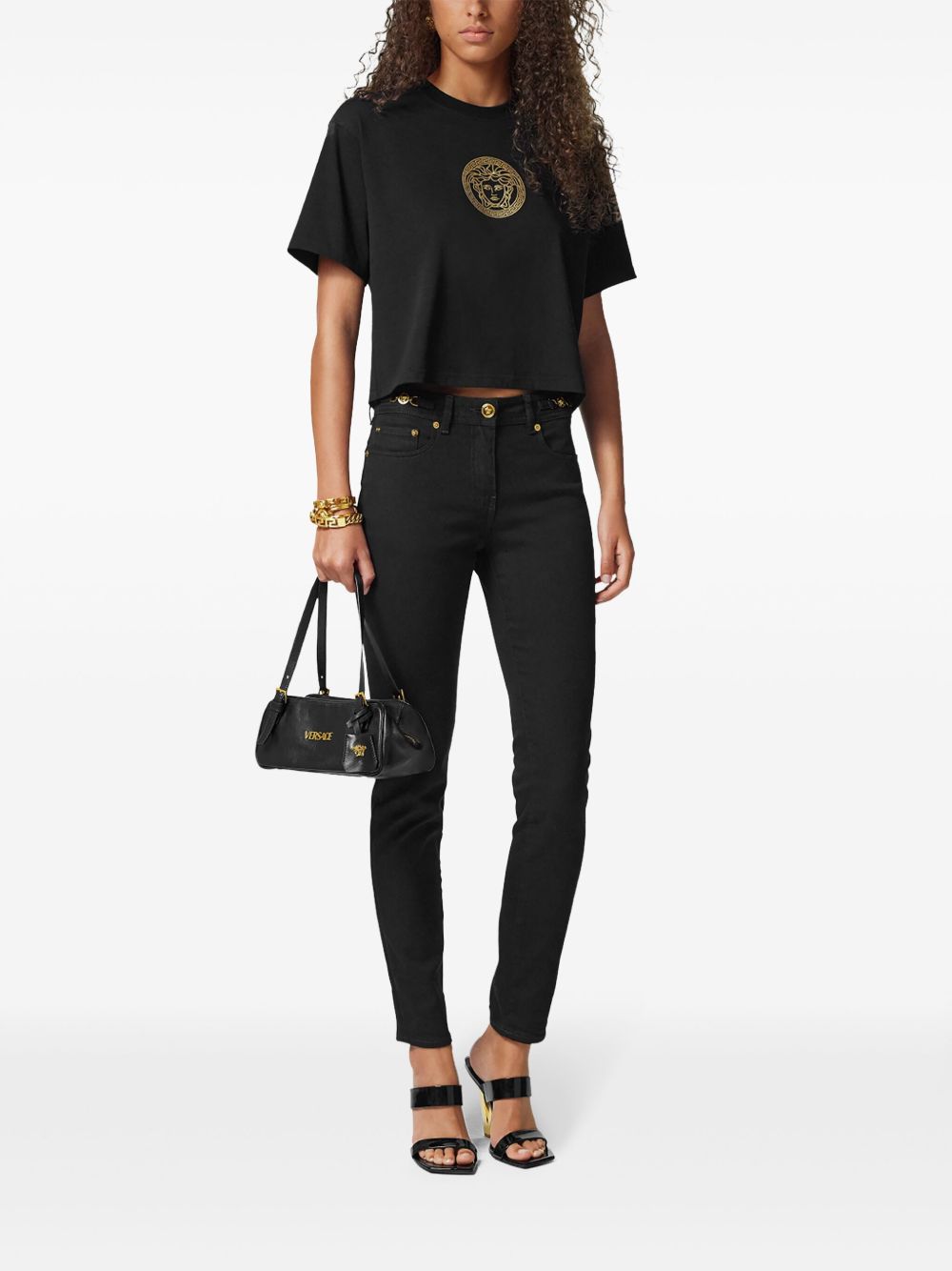 Versace Shoulder Bag — Black Lambskin Medusa Head