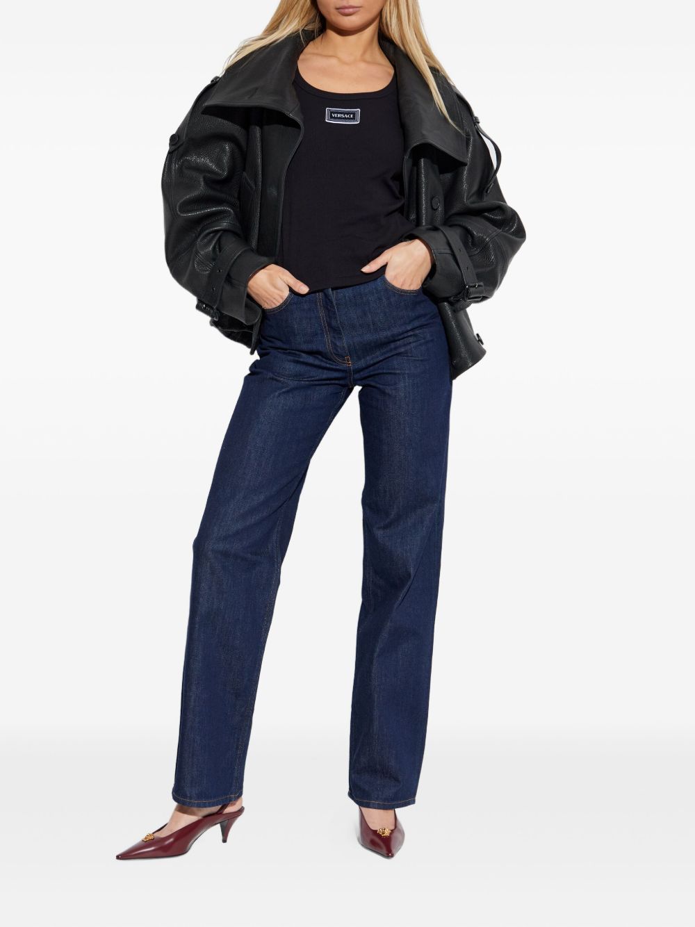 Versace Topwear – Black Logo Tank | Versace Top Black