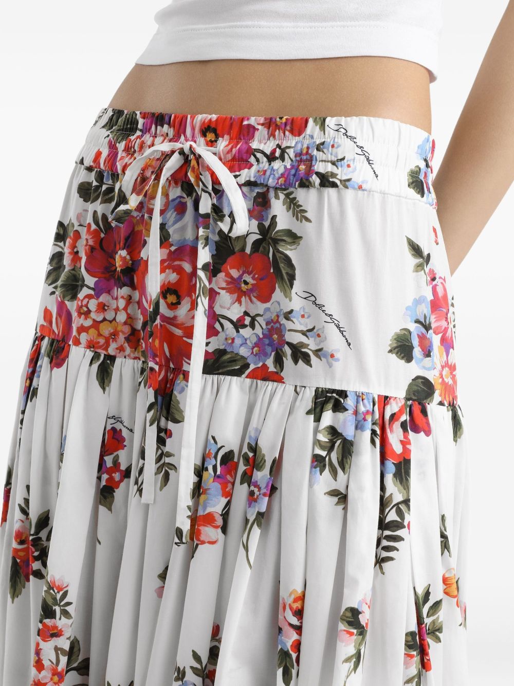Dolce & Gabbana Skirts — White Floral Tiered Skirt