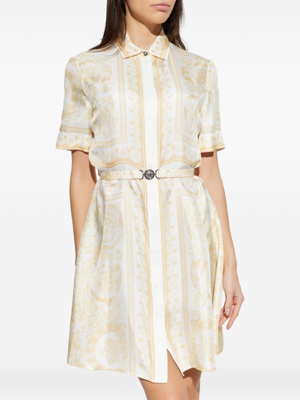 Versace Dresses Golden — Barocco Silk Shirtdress