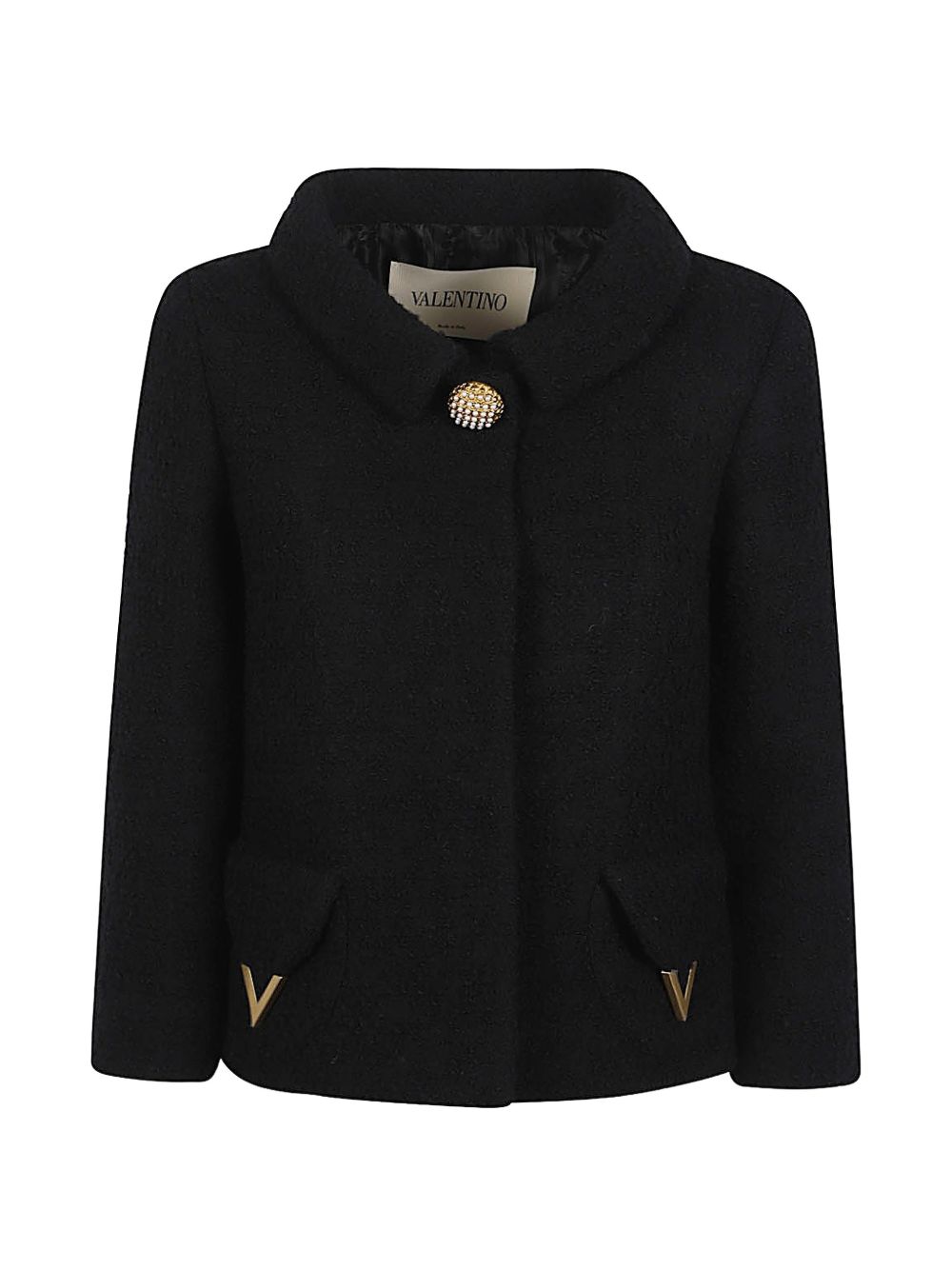 Valentino Jackets Black — VLogo Wool Jacket
