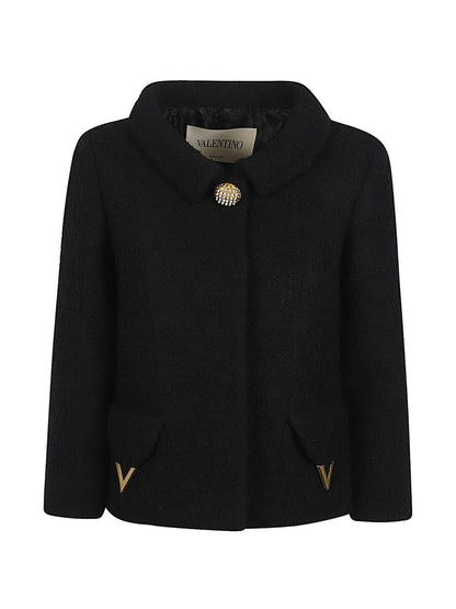 Valentino VLogo Wool Jacket — Black Tailored Jacket