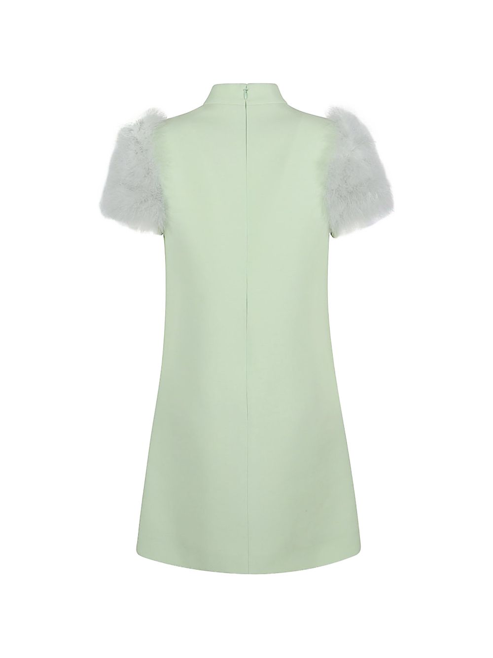 Valentino Green Feathered Wool & Silk Dress