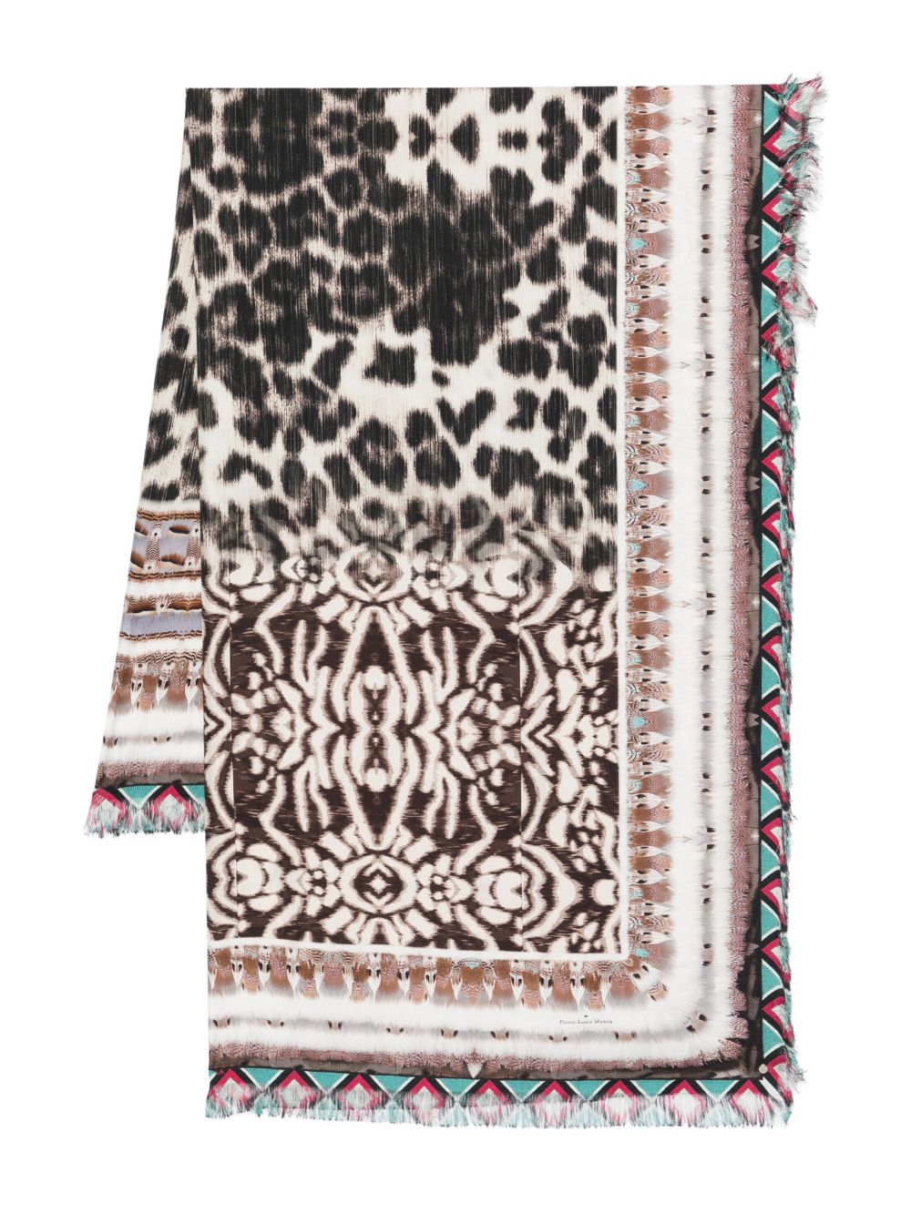Pierre Louis Mascia Scarves — Beige Leopard Silk Stole