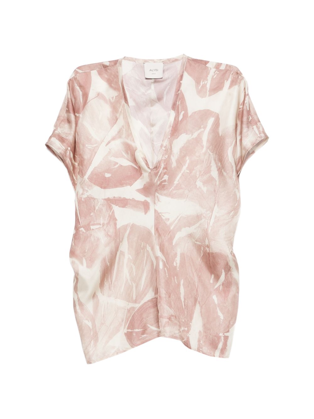 Alysi Powder Shirts — Printed Silk V‑Neck Blouse