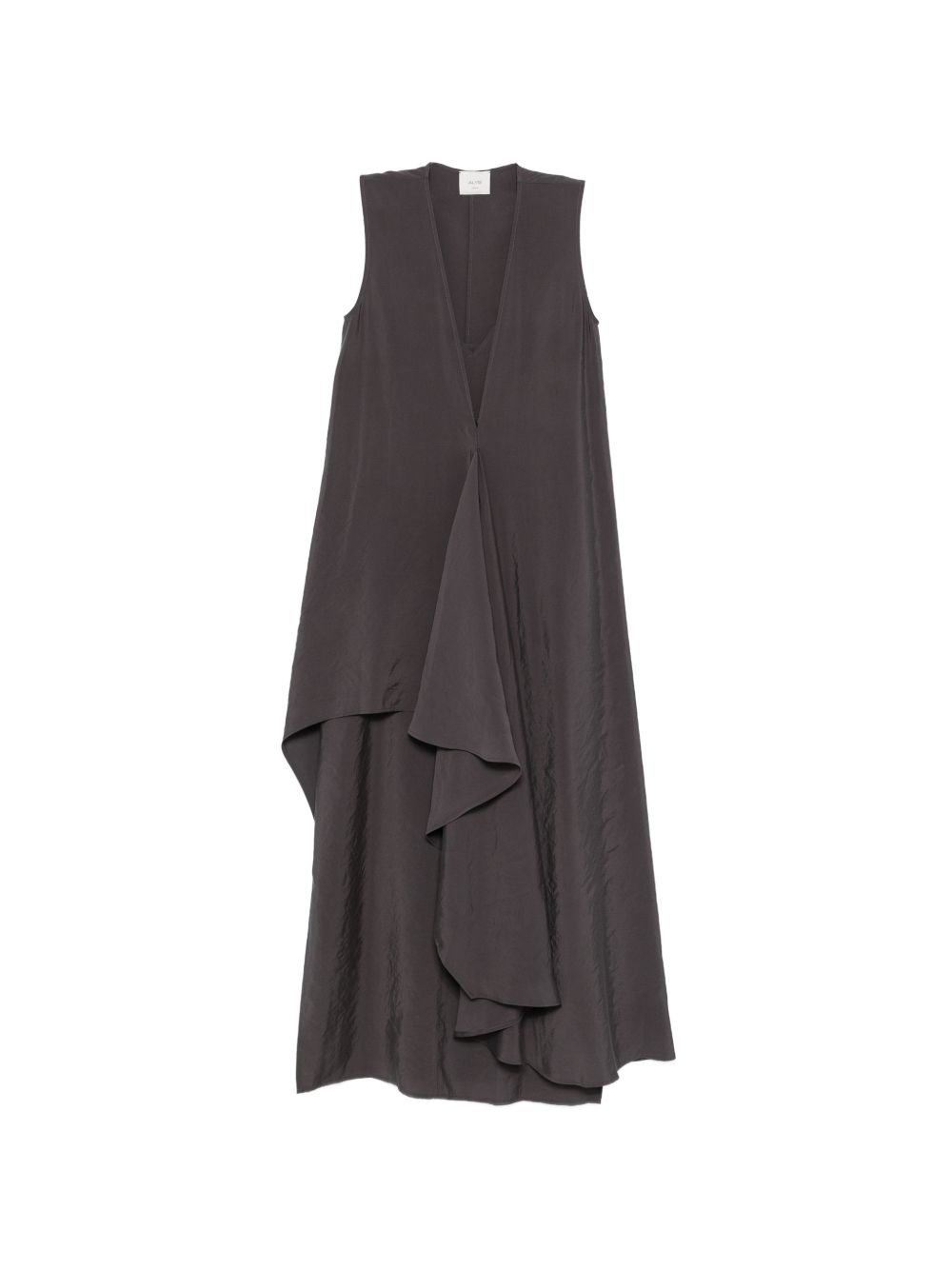 Alysi Grey Silk V‑Neck Dress — New In
