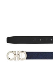 Ferragamo Belts Blue - Reversible Gancini Leather