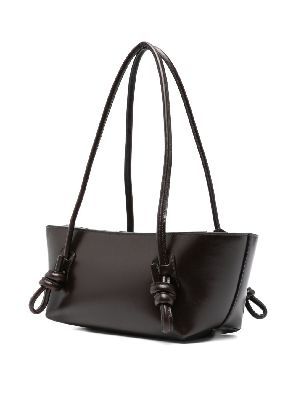 Hereu Fleca Leather Shoulder Bag — Dark Brown Knot