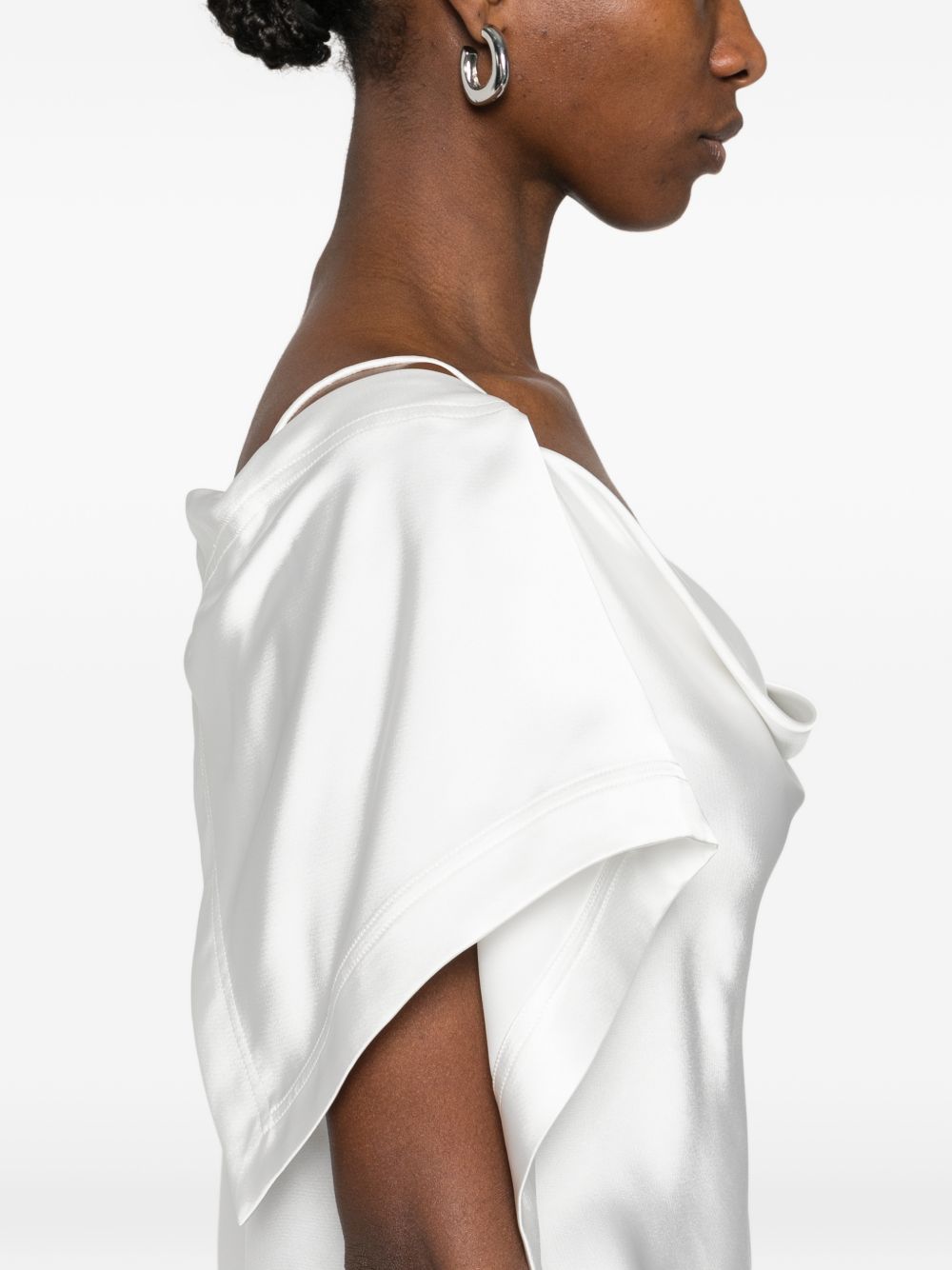 Iro White Dresses — Thiana Draped Cowl Dress