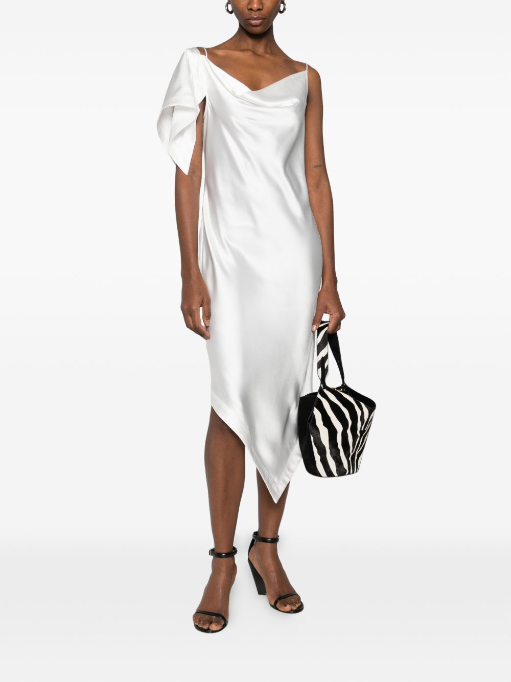 Iro White Dresses — Thiana Draped Cowl Dress