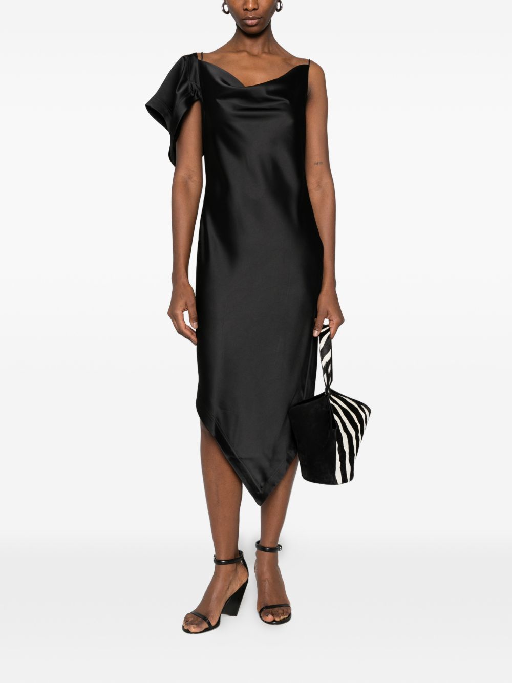 Iro Black Dresses — Asymmetric Draped Thiana Long Dress