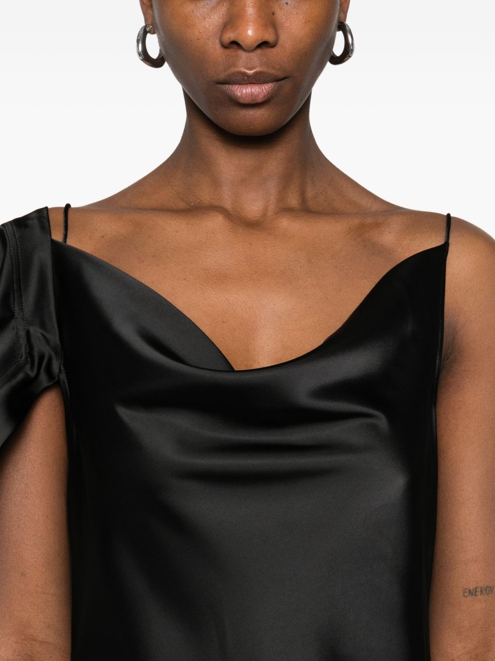 Iro Black Dresses — Asymmetric Draped Thiana Long Dress
