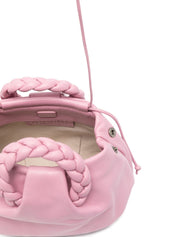 Hereu Pink Handbag — Braided Top Handle Shoulder Bag