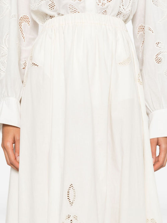 Forte Forte Ivory Skirts — Embroidered Cotton Flair