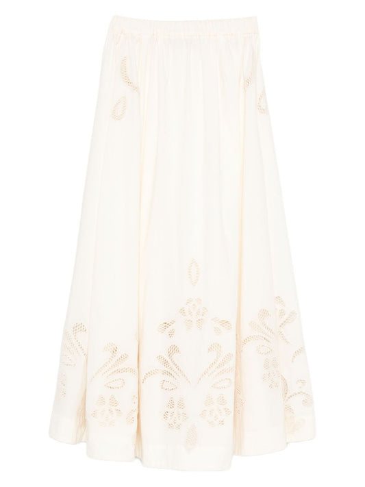 Forte Forte Ivory Skirts — Embroidered Cotton Flair
