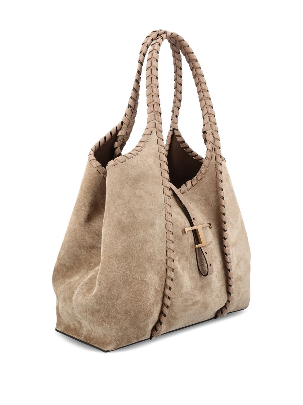 Tod'S Shopper Bag — Medium Leather Tote with Braided Trim