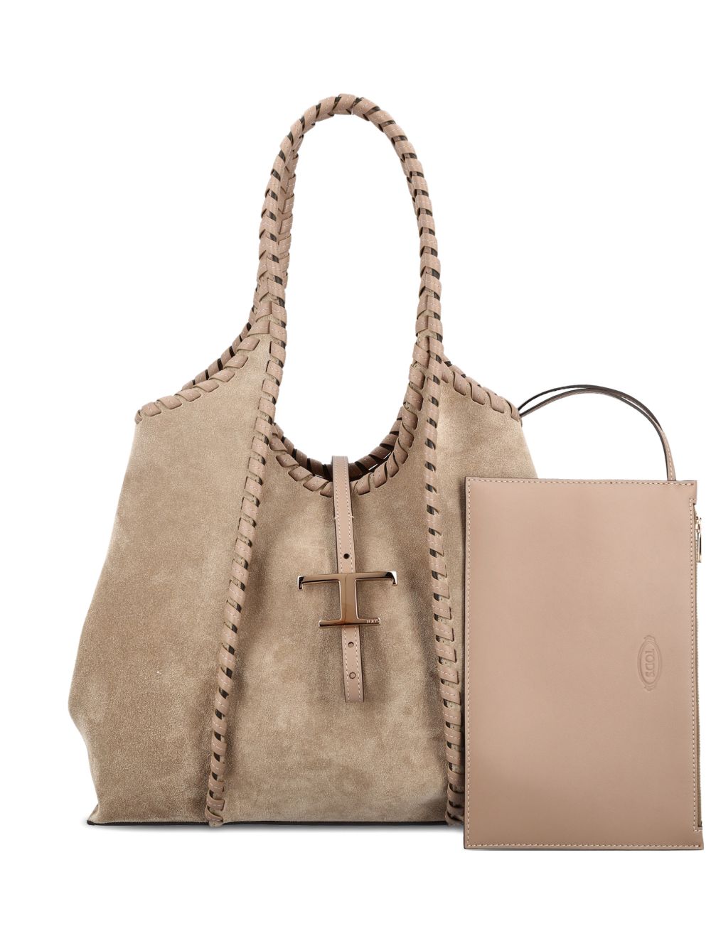 Tod'S Shopper Bag — Medium Leather Tote with Braided Trim