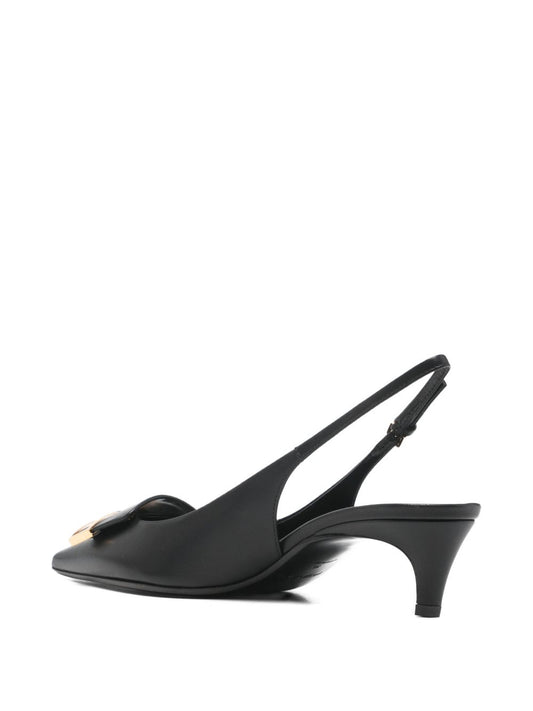 Sergio Rossi Medium Heel Pumps — Black Leather