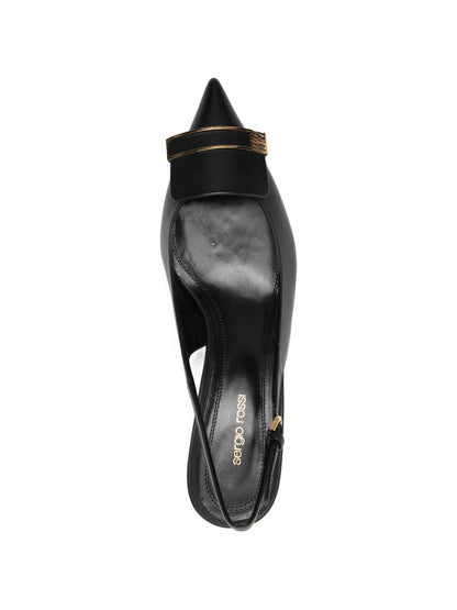 Sergio Rossi Medium Heel Pumps — Black Leather