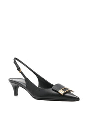 Sergio Rossi Medium Heel Pumps — Black Leather