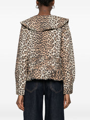 Ganni Shirts Brown — Leopard Print Cotton Shirt