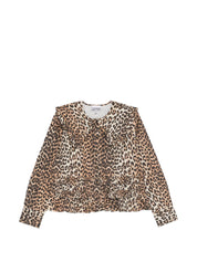 Ganni Shirts Brown — Leopard Print Cotton Shirt