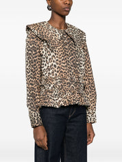 Ganni Shirts Brown — Leopard Print Cotton Shirt