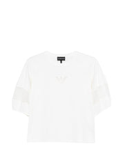 Emporio Armani White Sweater — Short Sleeve Crewneck