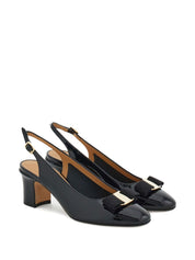 Ferragamo Medium Heel Slingbacks — Black Pumps