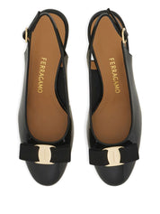 Ferragamo Medium Heel Slingbacks — Black Pumps