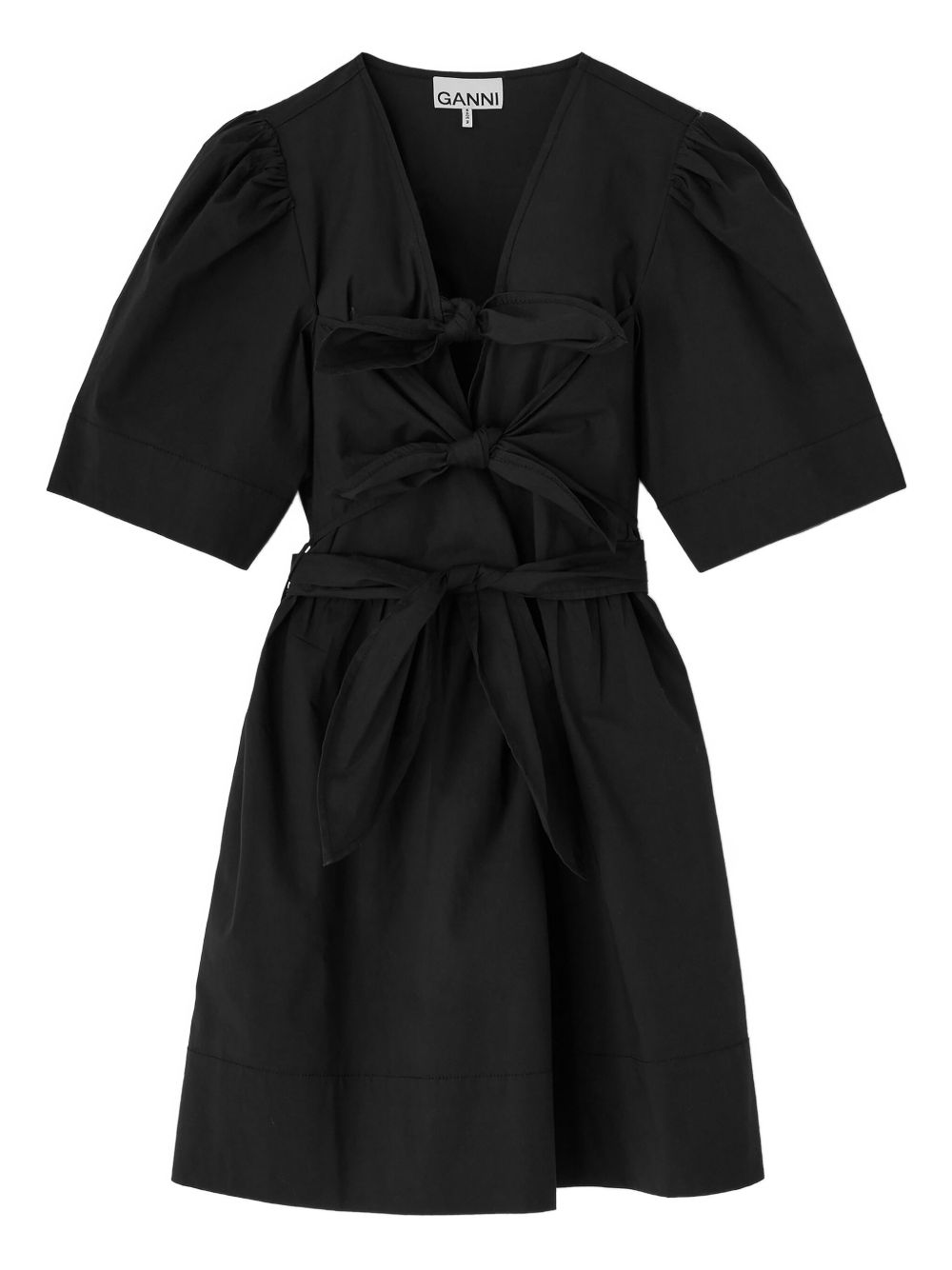 Ganni Dresses — Black V‑Neck Mini Dress, From €175