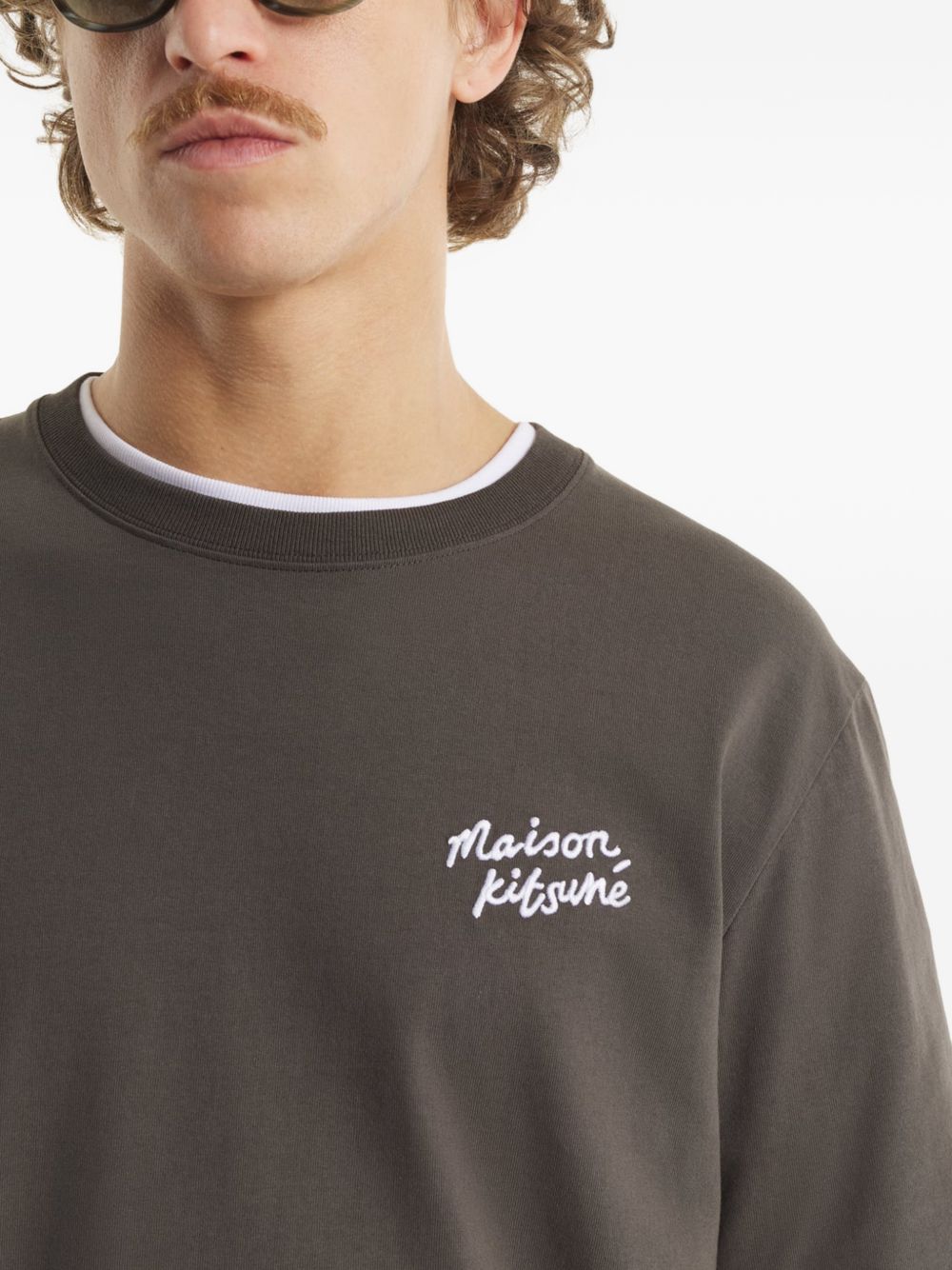 Maison Kitsuné Brown Logo T-Shirt — Topwear for Men
