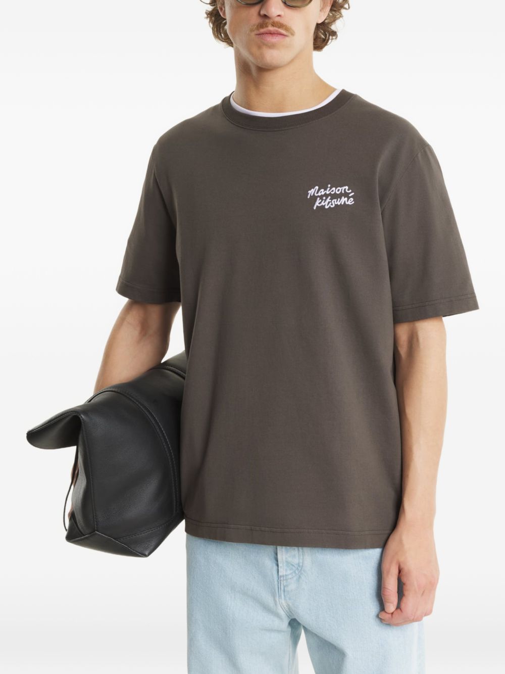 Maison Kitsuné Brown Logo T-Shirt — Topwear for Men