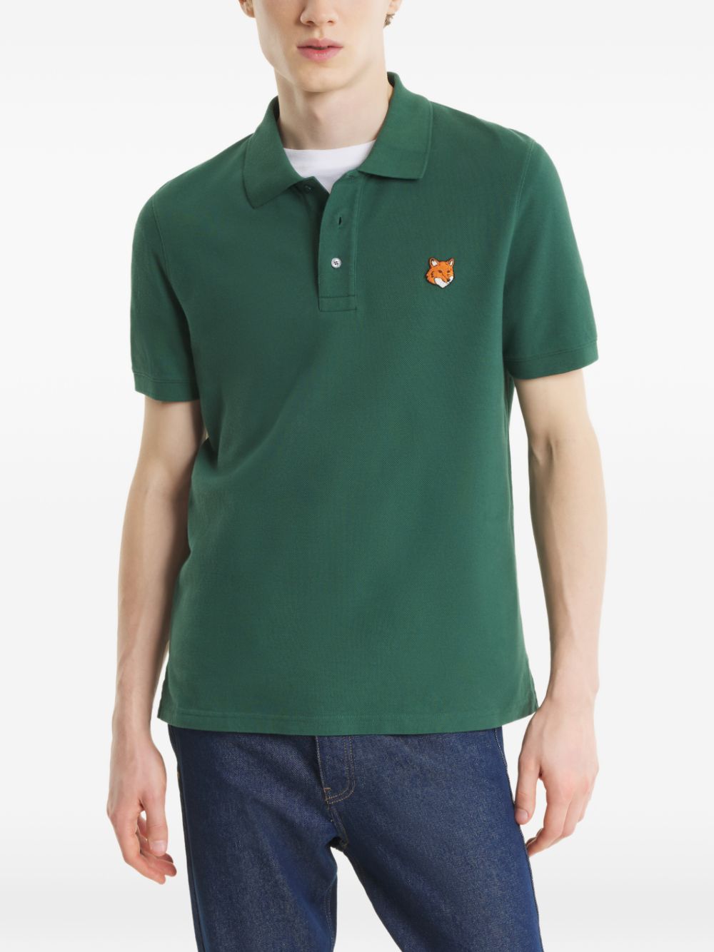 Maison Kitsuné Green Fox-Head Polo Shirts for Men
