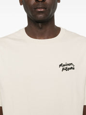 Maison Kitsuné Beige T-Shirt — Embroidered Cotton Topwear