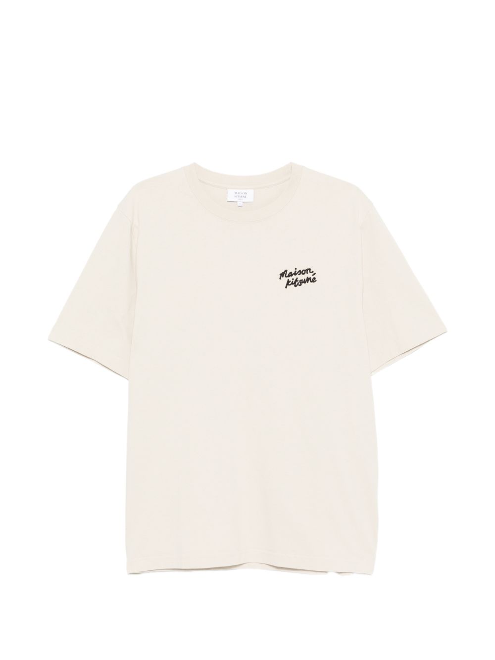 Maison Kitsuné Beige T-Shirt — Embroidered Cotton Topwear