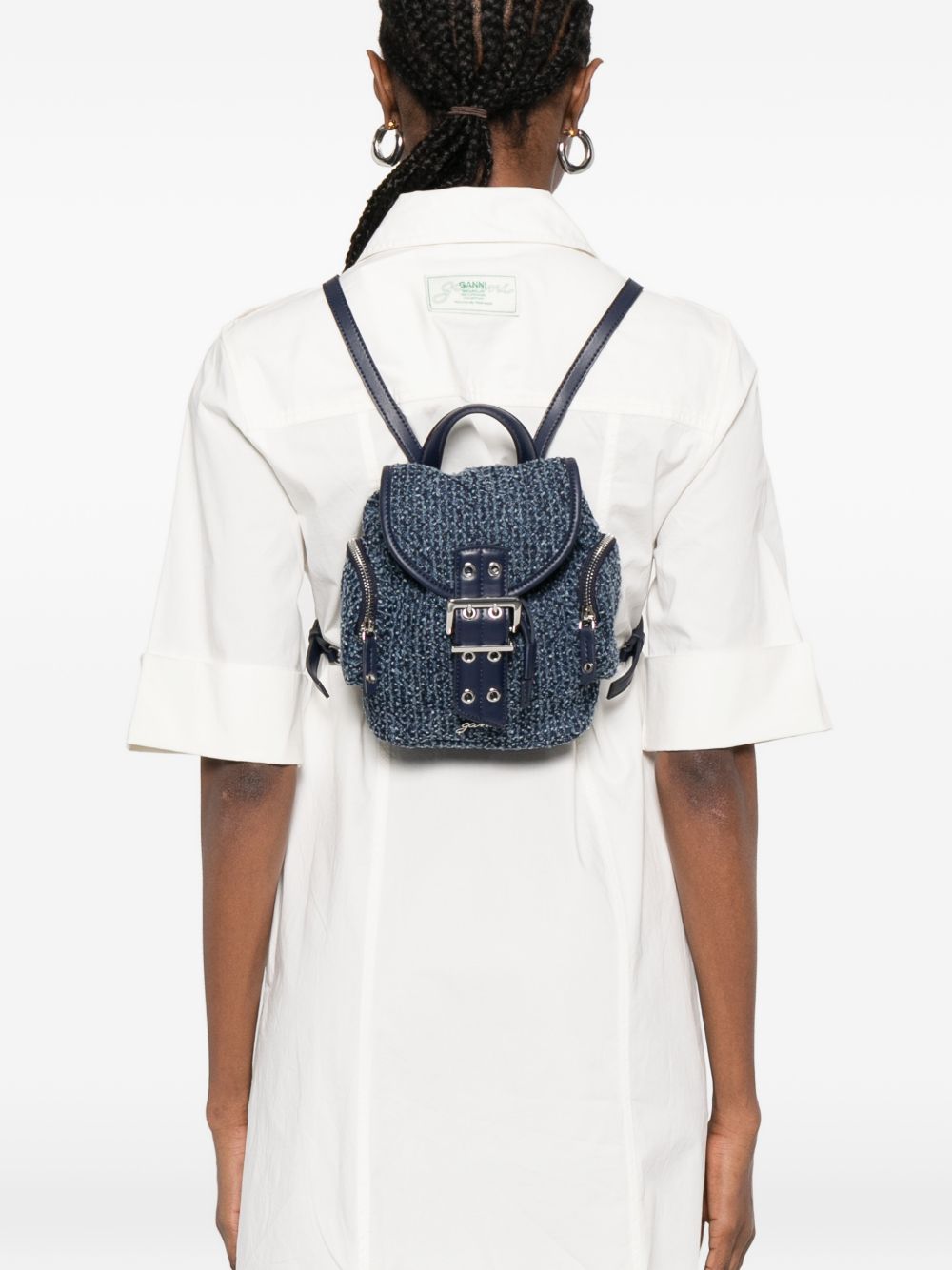 Ganni Blue Denim Backpack — New Arrival Women’s Bag