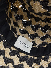 Closed Black Straw Hat – Short Brim Woven Design