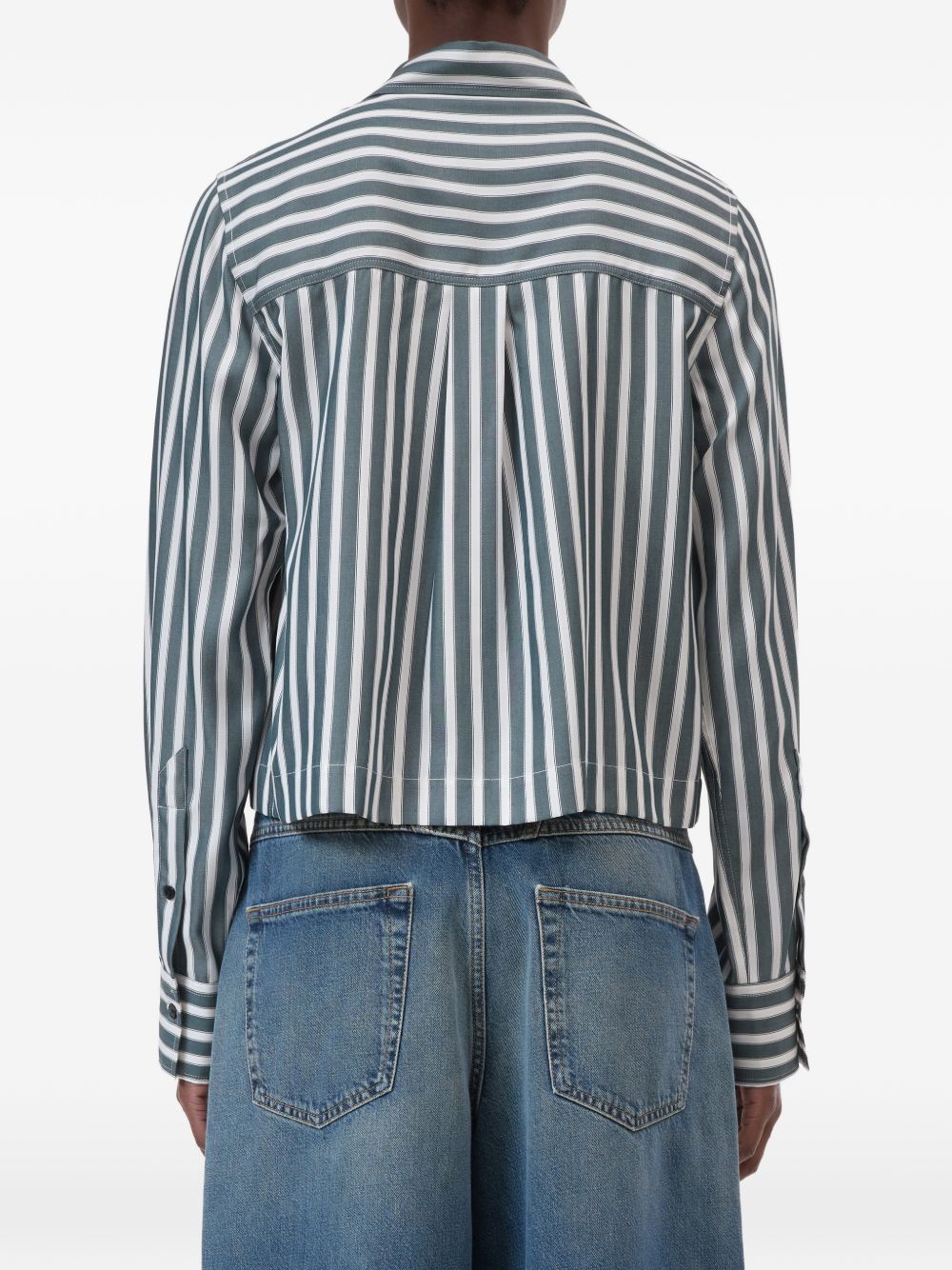 Closed Green Shirts — Cropped Striped Shirt, Women