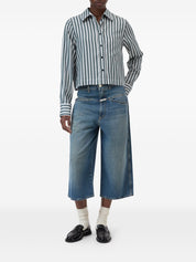 Closed Green Shirts — Cropped Striped Shirt, Women