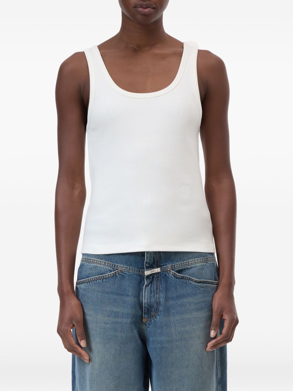 Closed Ivory Ribbed Tank Top — Women's Topwear